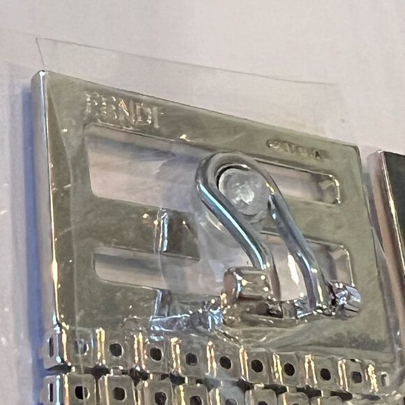 Elegant FENDI Silver Rhinestone Earrings - Picture 5 of 7